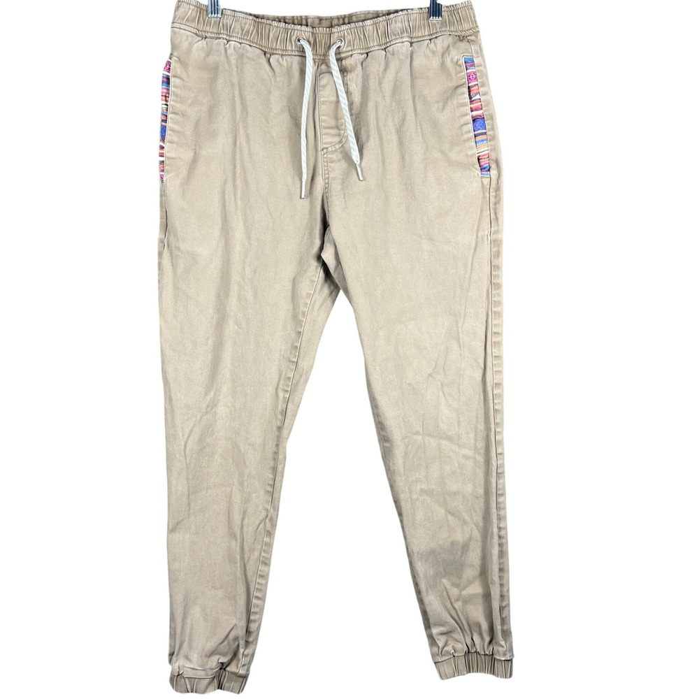 Wowie Rambler Joggers Mens M Faded Brown Casual Stretch Aztec Southwestern Pants